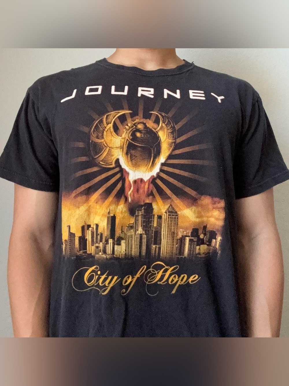 Vintage Journey "City of Hope" World Tour Band Logo Graphics Black Tee Shirt